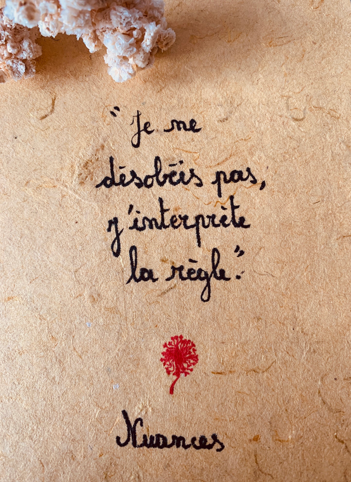 Cadre en bois : "Je ne désobéis pas, j'interprète la règle"