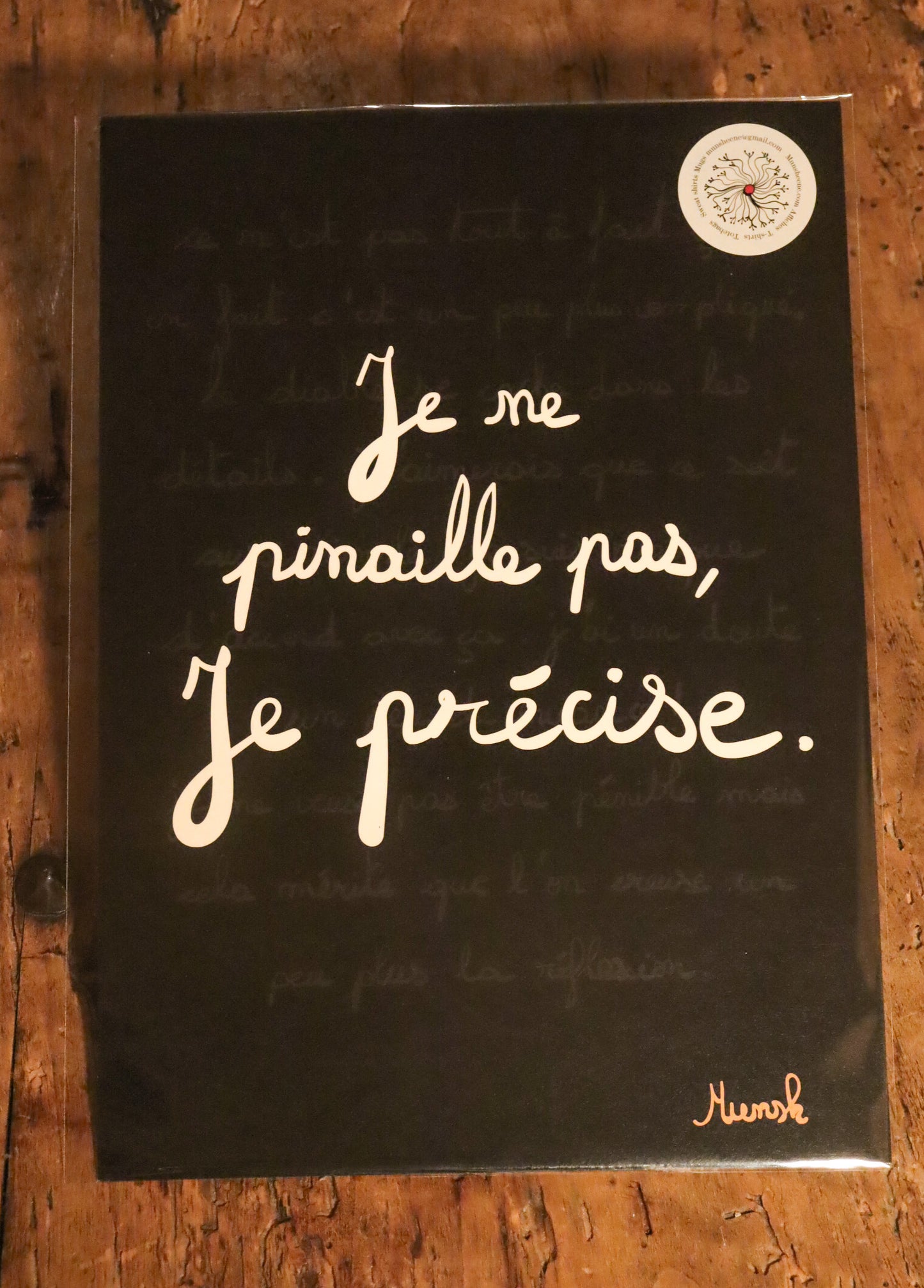 Affiche A4 Je ne pinaille pas, je précise