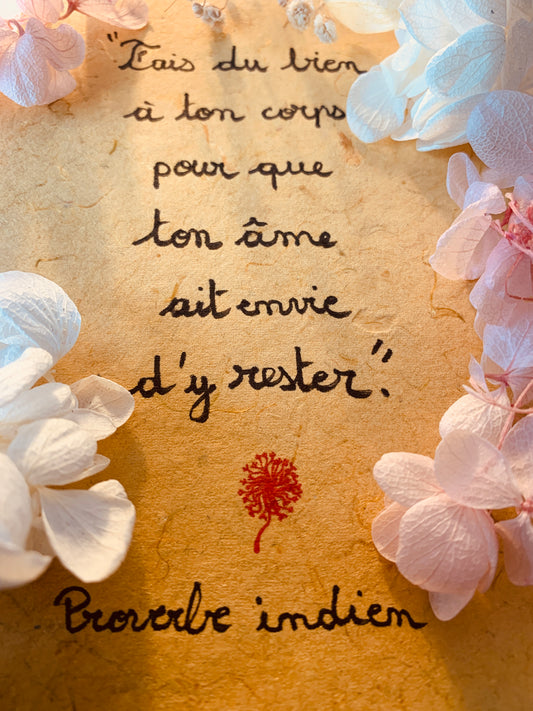 Cadre en bois : "Fais du bien à ton corps pour que ton âme ait envie d'y rester"