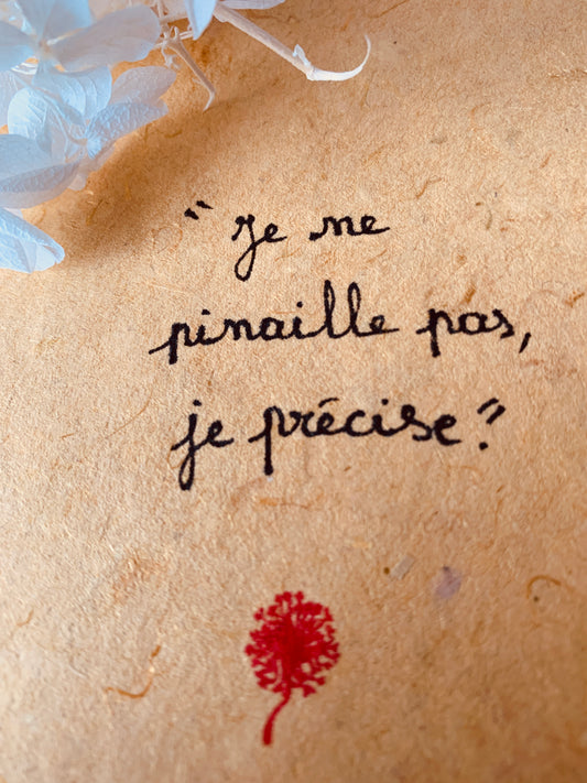 Cadre en bois : "Je ne pinaille pas, je précise"