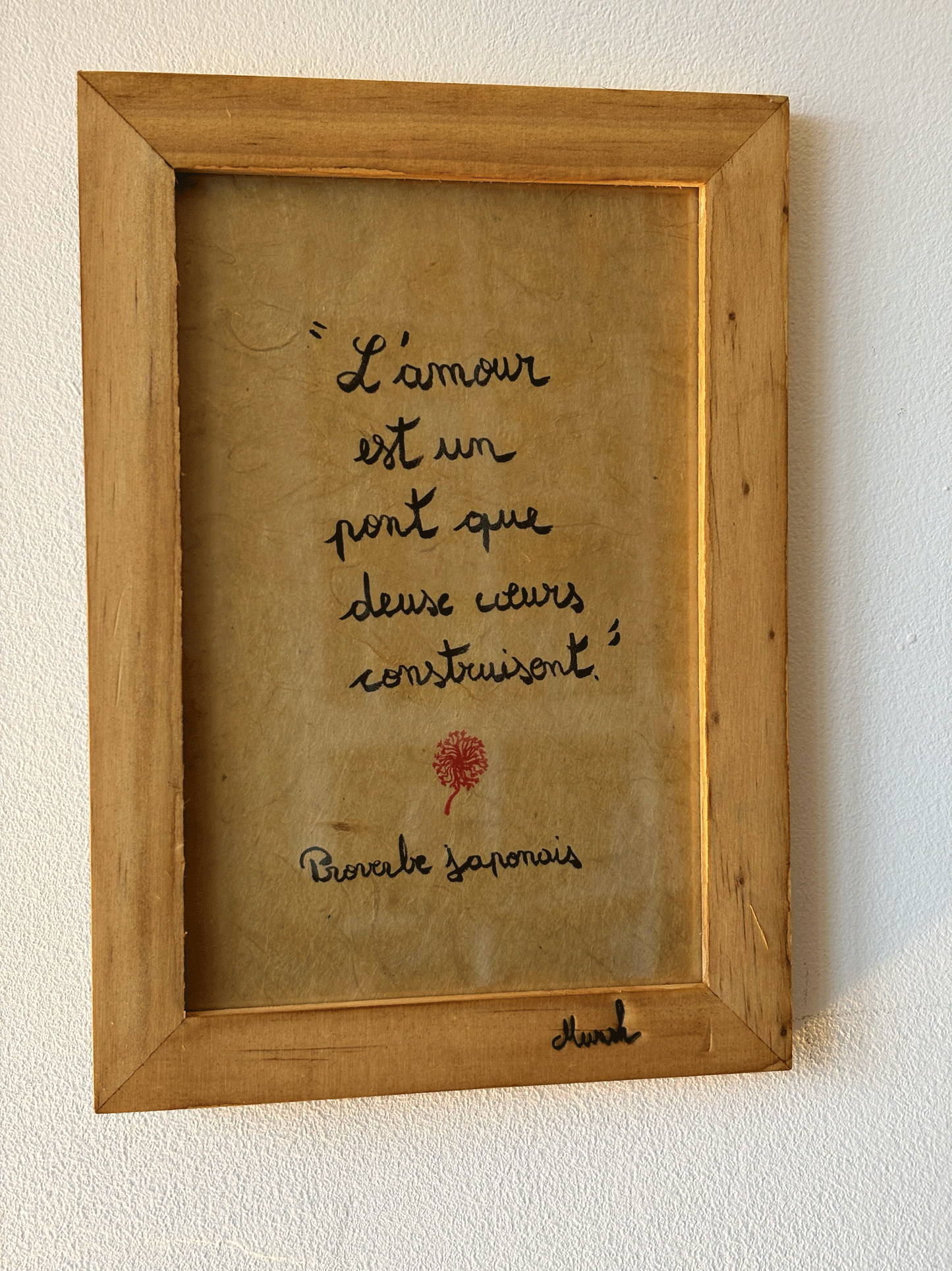 Cadre amour : " L'amour est un pont que deux coeurs construisent"