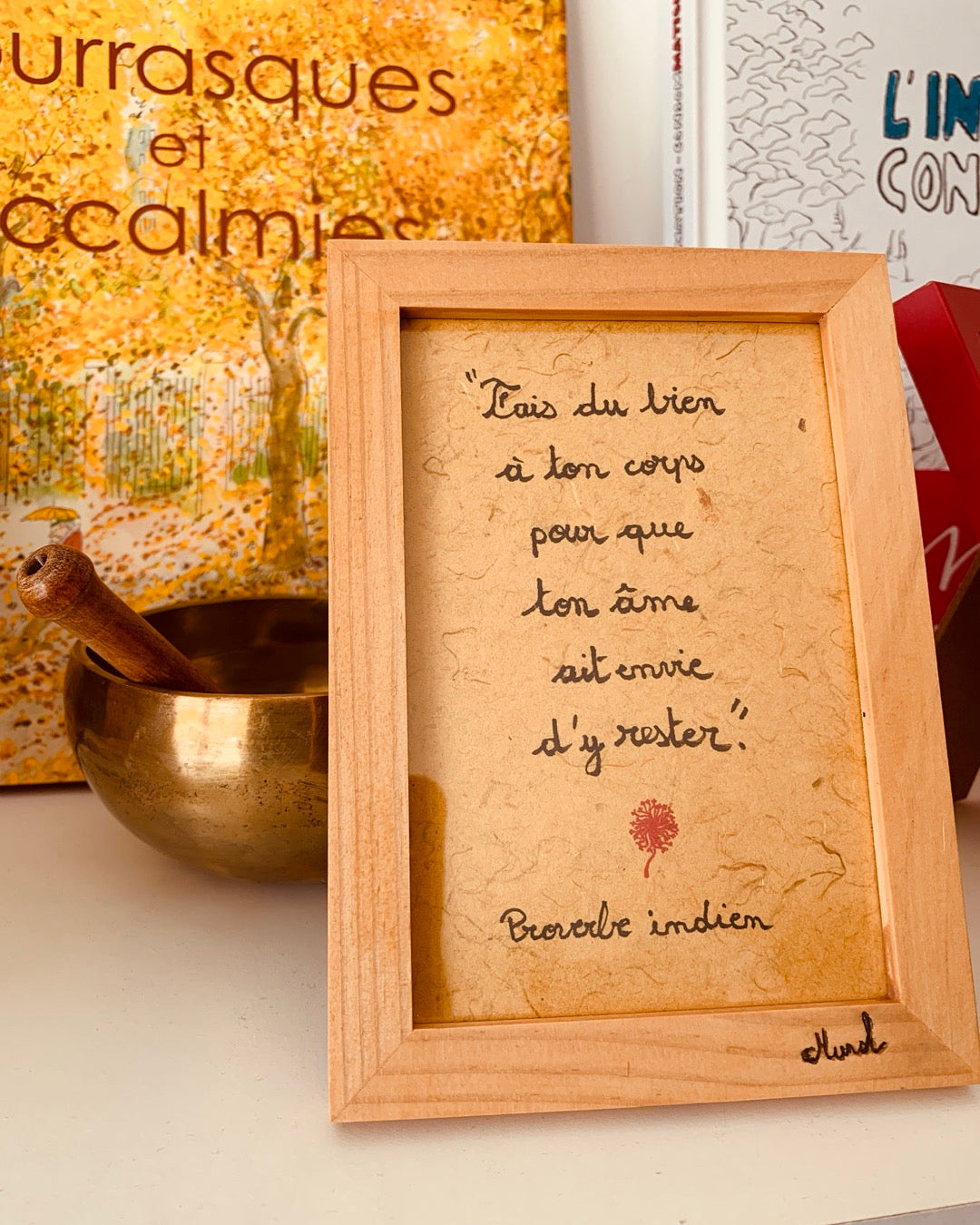 Cadre en bois : "Fais du bien à ton corps pour que ton âme ait envie d'y rester"