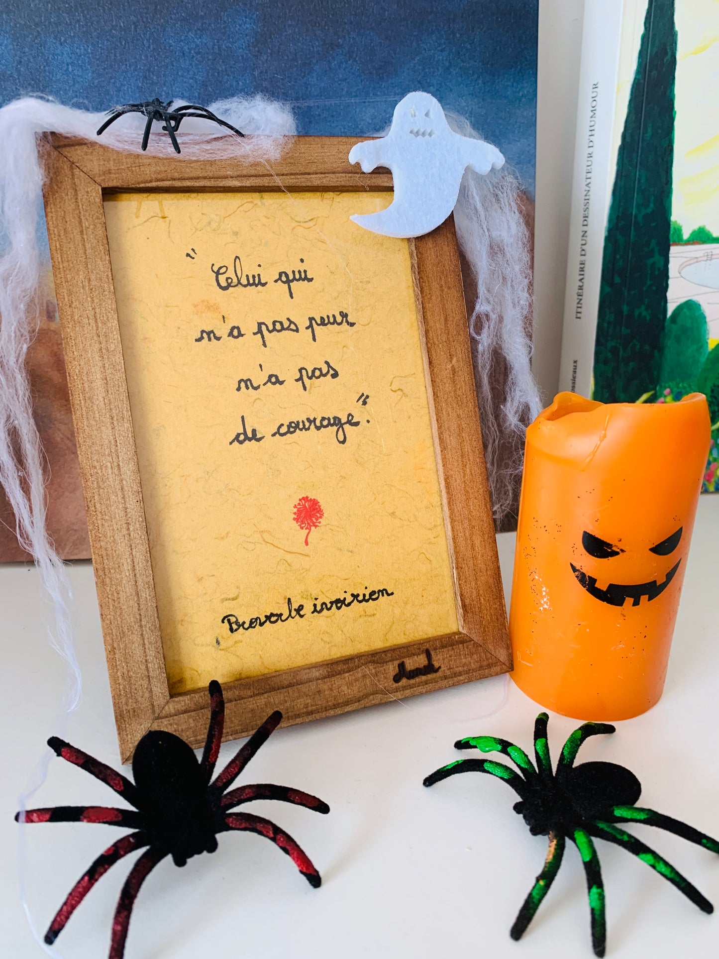 Cadre en bois : "Celui qui n'a pas peur n'a pas de courage"