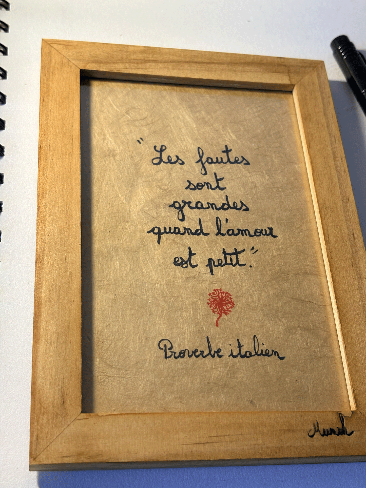 Cadres amour : "Les fautes sont grandes quand l'amour est petit"