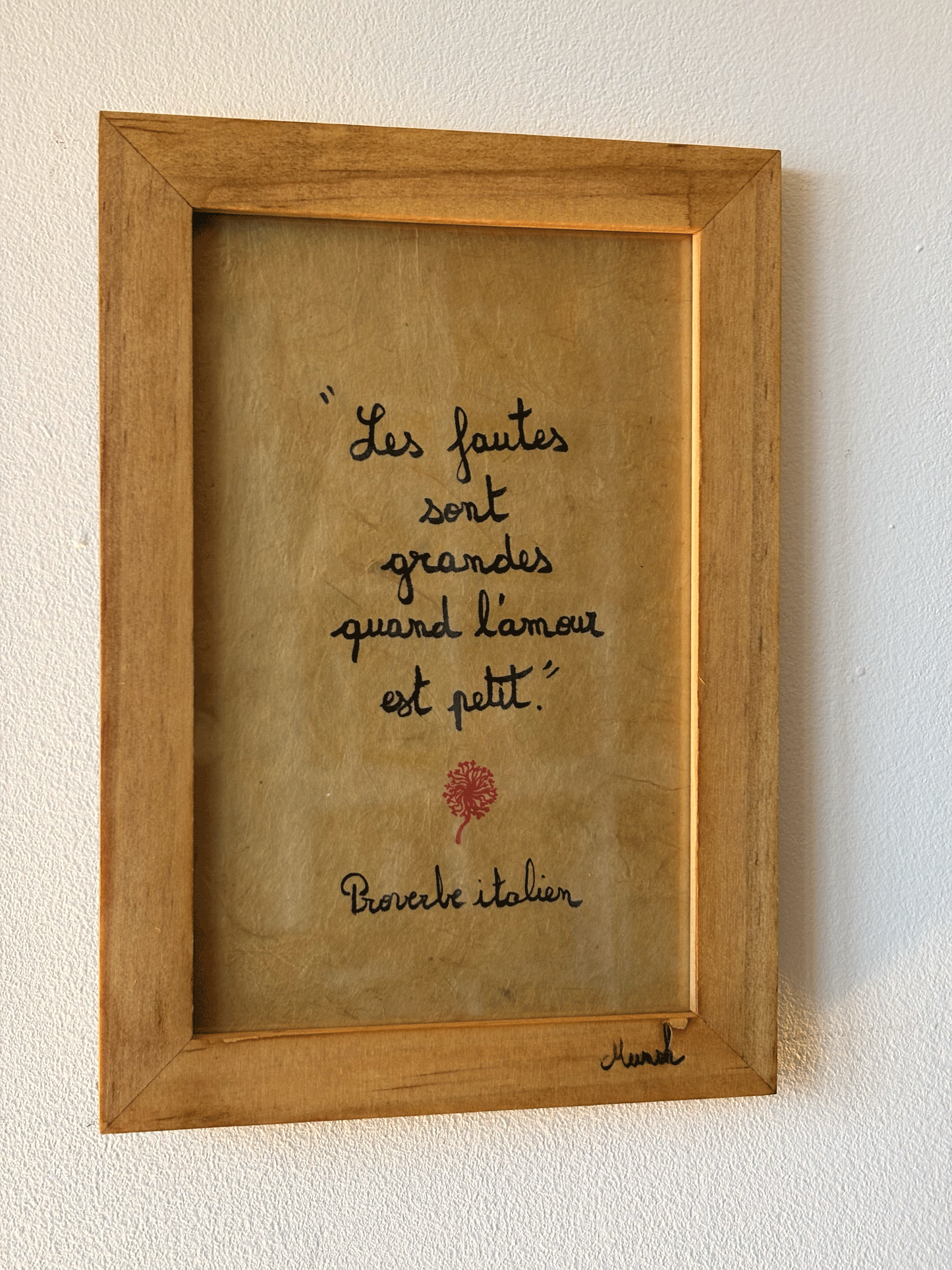 Cadres amour : "Les fautes sont grandes quand l'amour est petit"