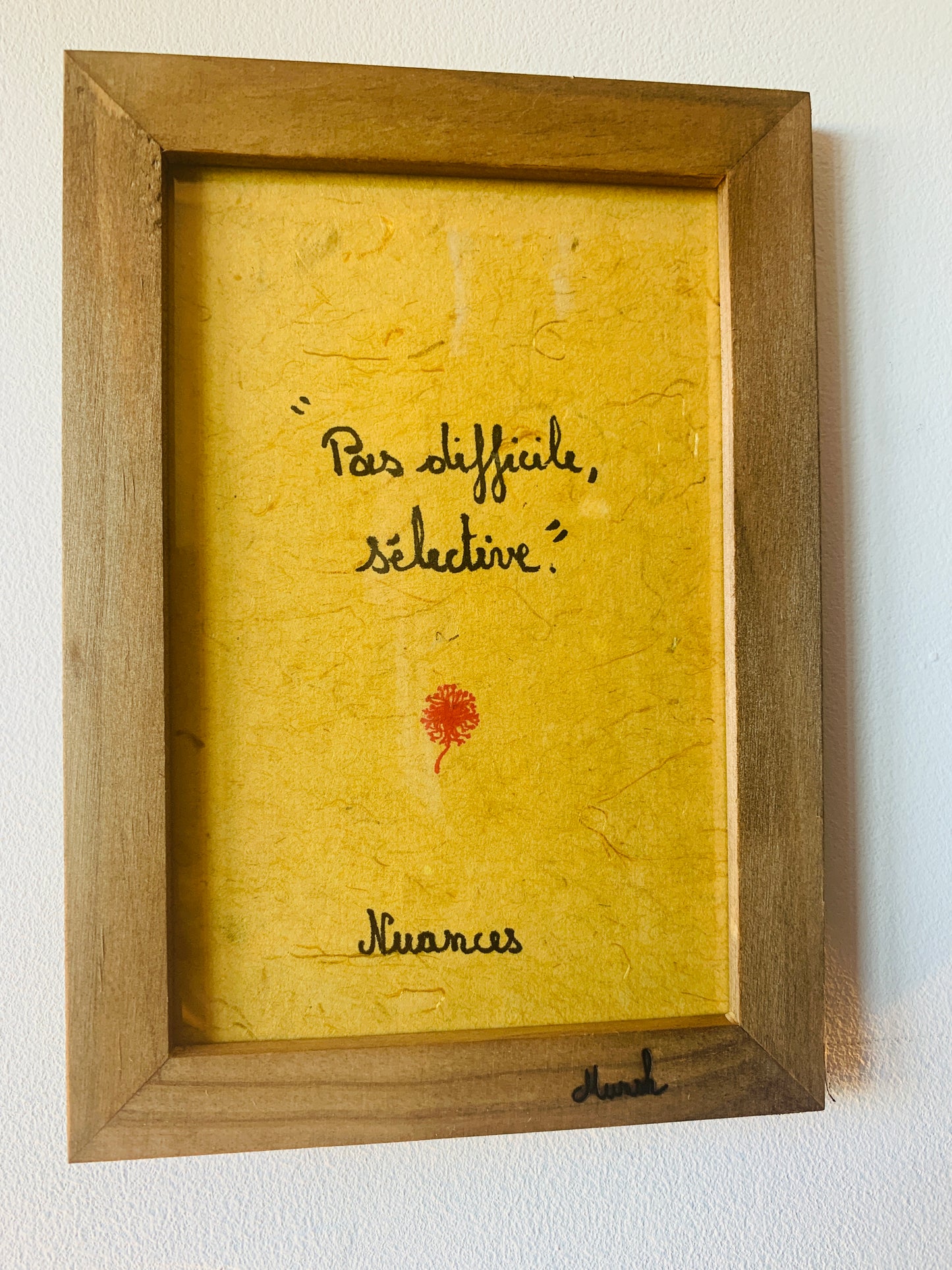 Cadre en bois : " Pas difficile, sélective"