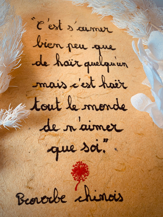 Cadre en bois : C'est s'aimer bien peu que de haïr quelqu'un..."