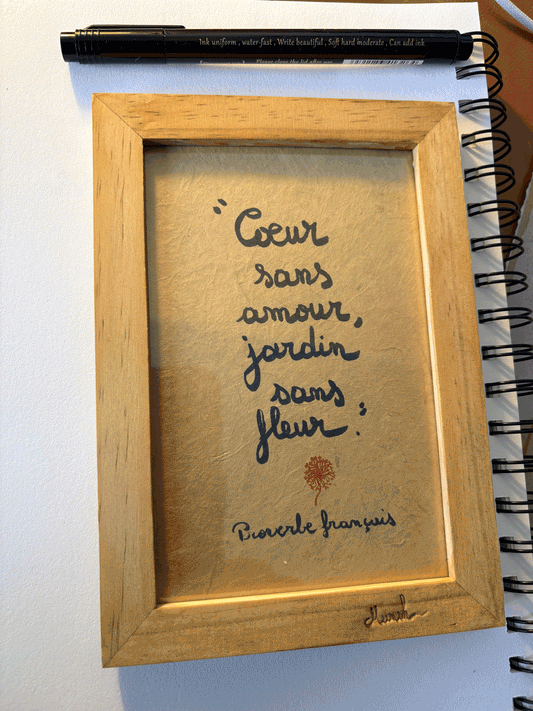 Cadre amour : "Coeur sans amour, jardin sans fleur"