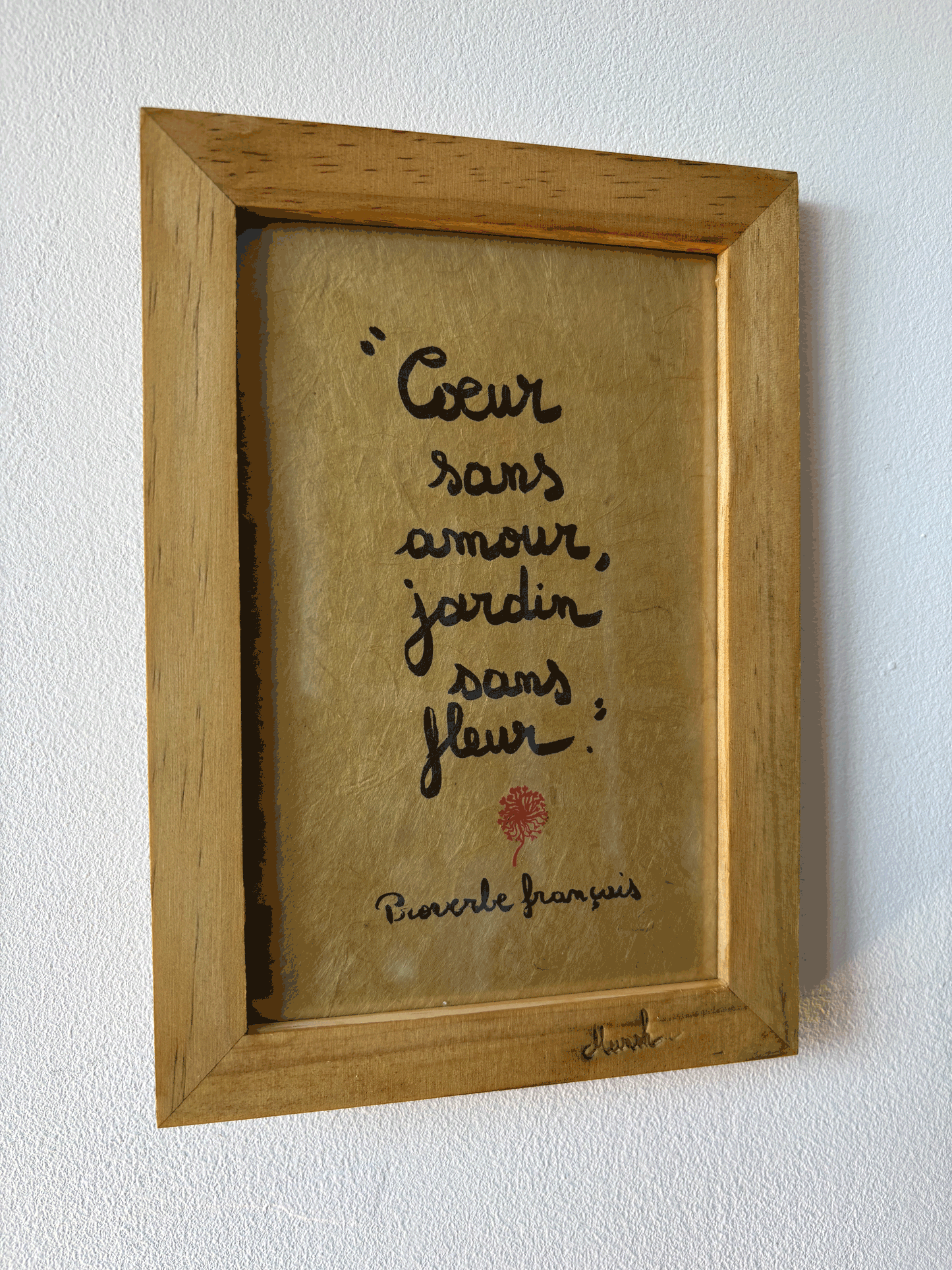 Cadre amour : "Coeur sans amour, jardin sans fleur"