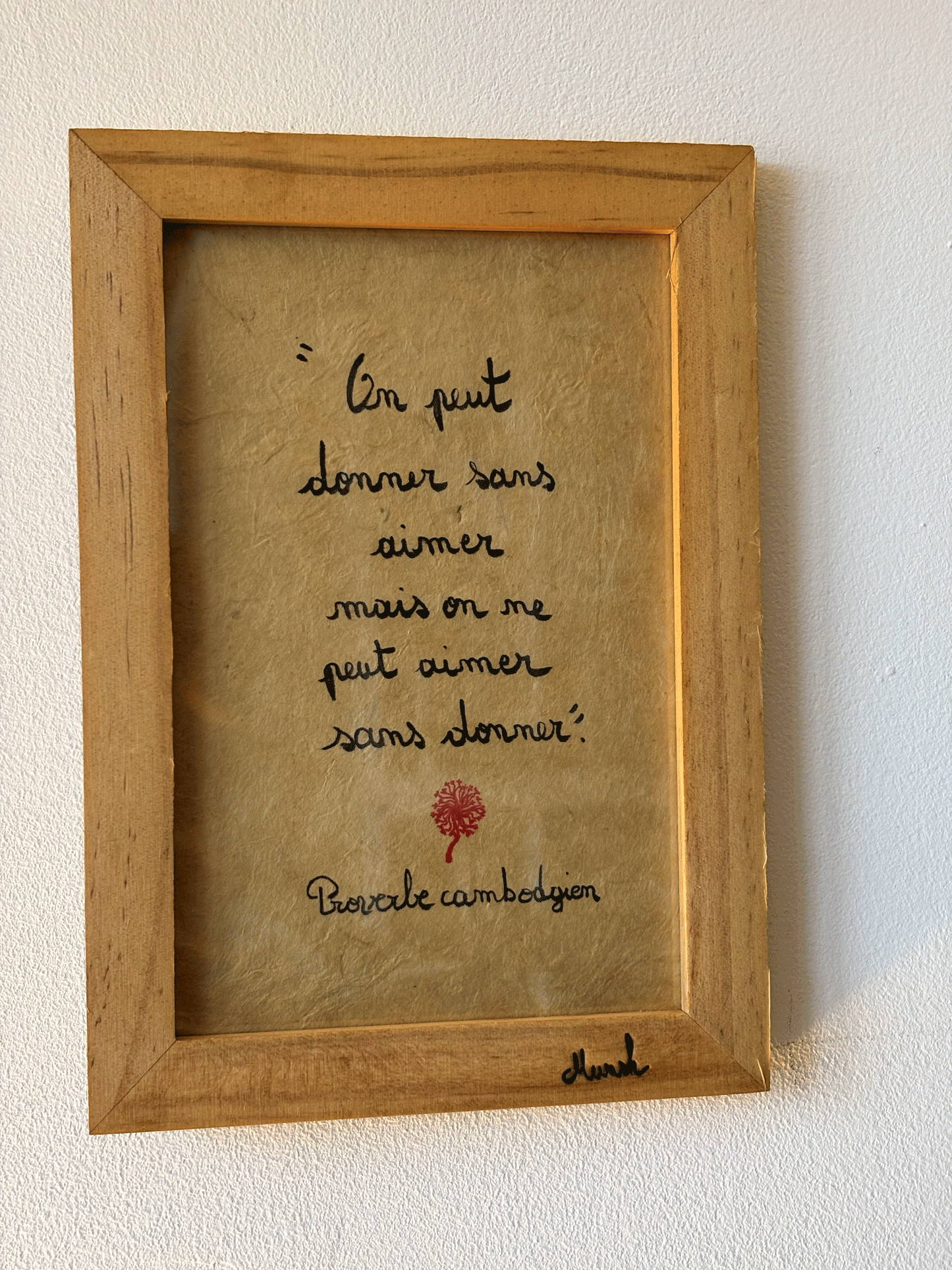 Cadre amour : "On peut donner sans amour..."