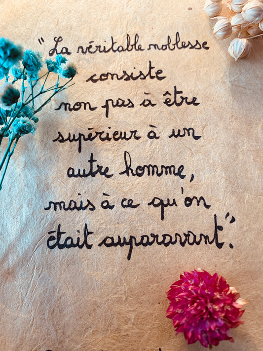 Cadre en bois : "la véritable noblesse consiste..."