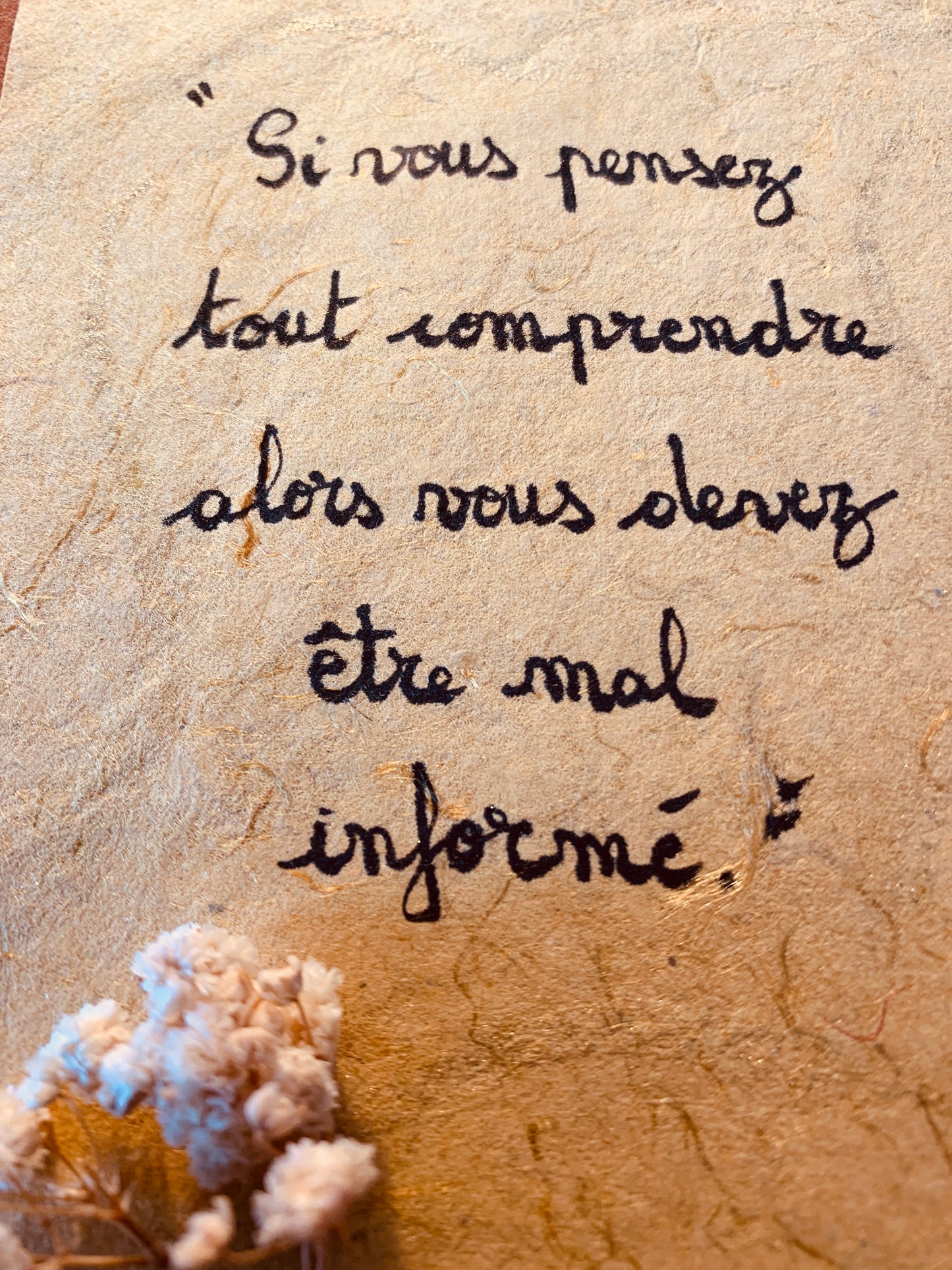 Cadre en bois : "Si vous pensez tout comprendre, alors vous devez être mal informé"