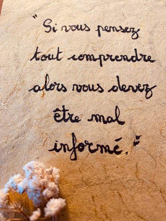 Cadre en bois : "Si vous pensez tout comprendre, alors vous devez être mal informé"
